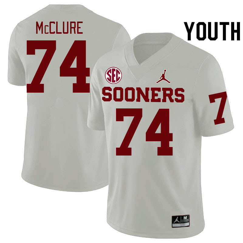 Youth #74 Evan McClure Oklahoma Sooners 2024 SEC Conference College Football Jerseys-White